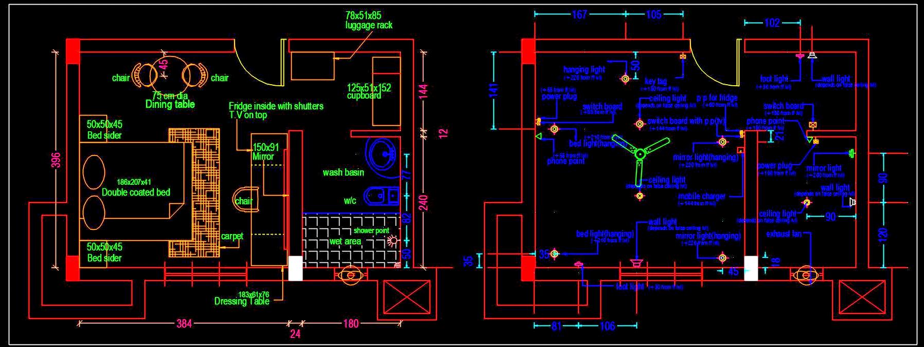 Hotel Guest Room CAD Layout - Free AutoCAD Download